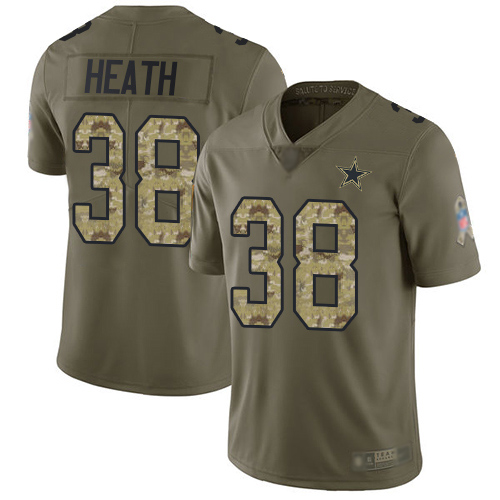 Men Dallas Cowboys Limited Olive Camo Jeff Heath #38 2017 Salute to Service NFL Jersey